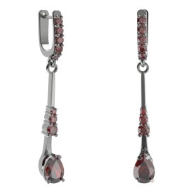 BG náušnice s centrálním kapkovitým kamenem 495-B93 Stříbro 925 - ruthenium (30-90dní) Granát