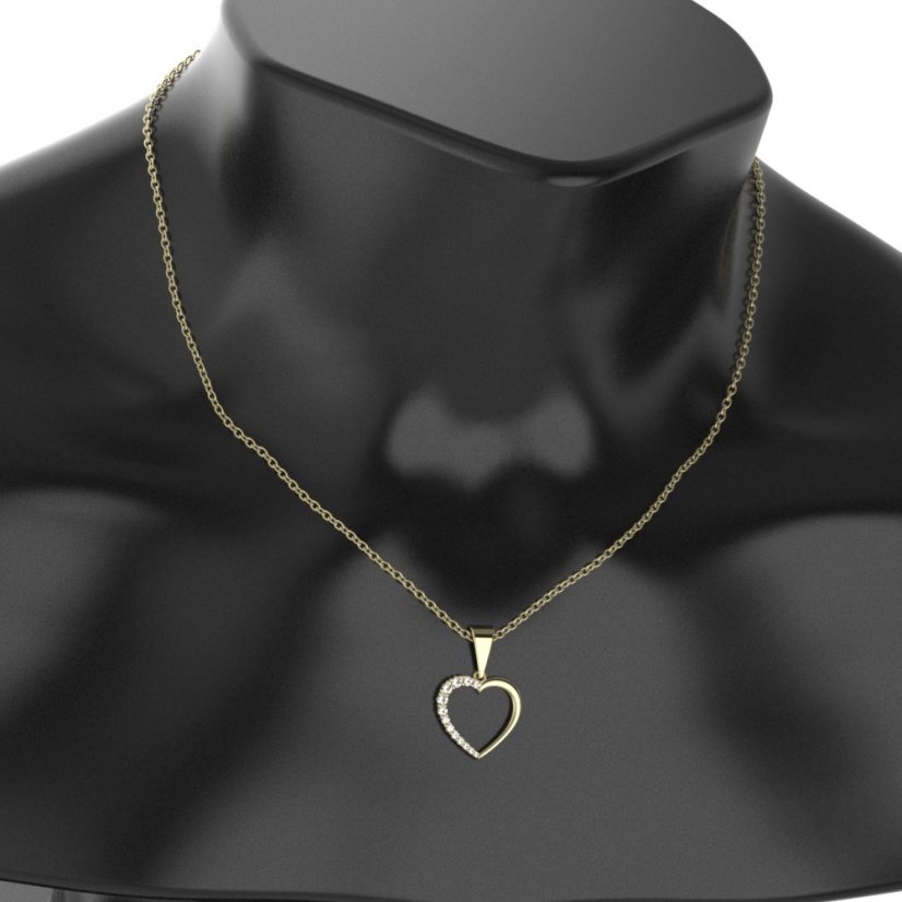 BG zlatý diamantový přívěšek srdíčko 1254 Žluté zlato - 585 Diamant lab-grown
