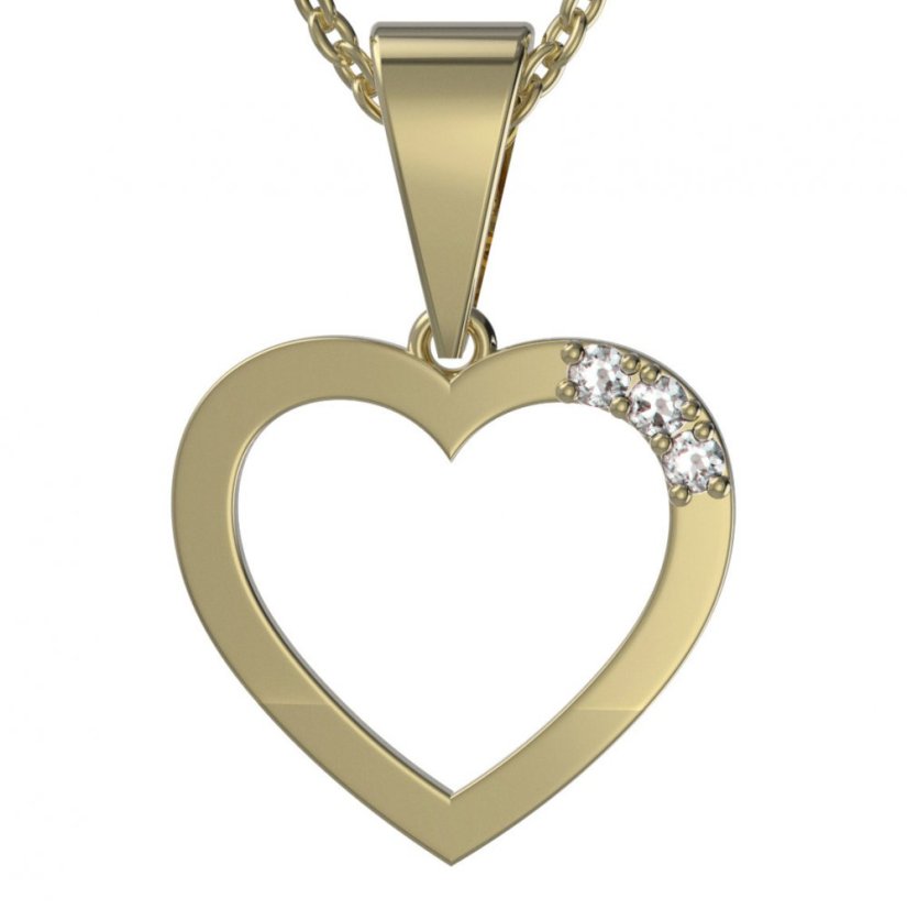 BG zlatý diamantový přívěšek srdíčko 1262 Žluté zlato - 585 Diamant lab-grown