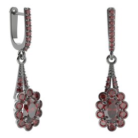 BG náušnice s centrálním oválným kamenem 517-G91 Stříbro 925 - ruthenium (30-90dní) Granát