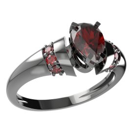BG prsten kapkovitý kámen 495-K Stříbro 925 - ruthenium (30-90dní) Granát