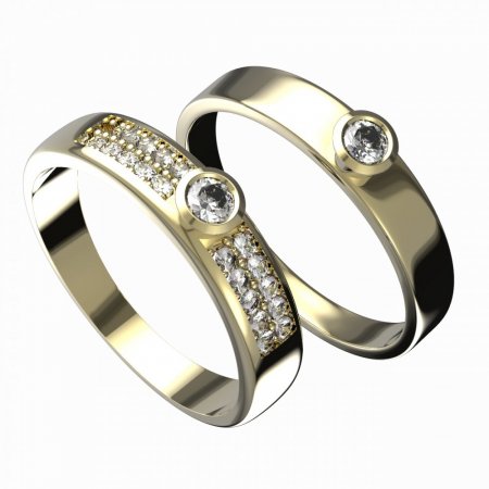 BG zlatý snubní prsten F/551m - Kov: Žluté zlato 585, Kámen: Bílý kubický zirkon