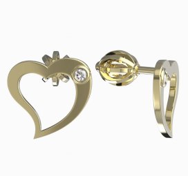 BeKid dívčí náušnice srdíčko 1269 Žluté zlato - 585 Diamant