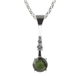 BG přívěs kruhového tvaru 474-B Stříbro 925 - rhodium Vltavín a kubický zirkon