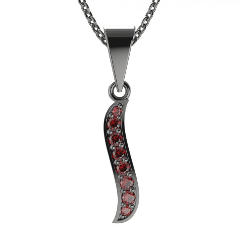 Stříbrný přívěsek s českým granátem, ruthenium – 863
