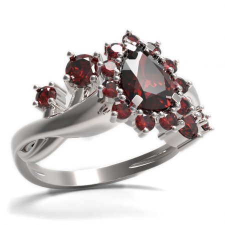 BG prsten s kapkovitým kamenem 509-P - Kov: Stříbro 925 - rhodium, Kámen: Granát