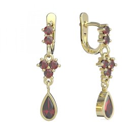BG náušnice s přírodním granátem z Čech  253-27 Stříbro 925 - pozlacené Granát