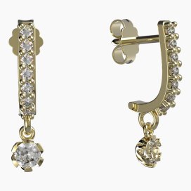 BG zlaté náušnice s diamanty 869 Žluté zlato - 585 Diamant lab-grown
