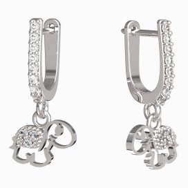 BeKid dětské náušnice želvička 1187 Bílé zlato - 585 Diamant