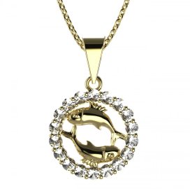 BG zlatý přívěšek Ryby 044 Žluté zlato - 585 Bílý kubický zirkon