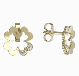 BG zlaté náušnice čtyřlístek 1171 Žluté zlato - 585 Diamant