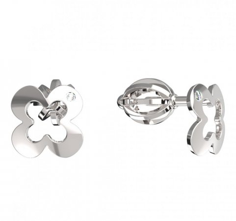 BeKid, Gold kids earrings -849 - Switching on: Screw, Metal: White gold 585, Stone: White cubic zircon