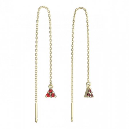 BeKid, Gold kids earrings -773 - Switching on: Chain 9 cm, Metal: Yellow gold 585, Stone: Red cubic zircon