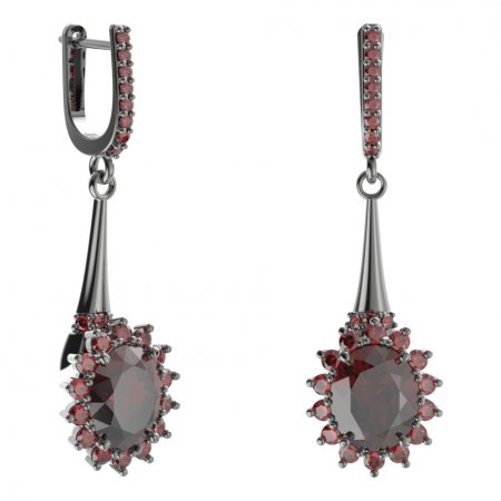 BG earring oval 516-C91 - Metal: Silver 925 - rhodium, Stone: Garnet