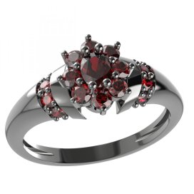BG prsten s oválným kamenem 627-K Stříbro 925 - ruthenium (30-90dní) Granát