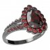 BG prsten s kapkovitým kamenem 519-G - Kov: Stříbro 925 - rhodium, Kámen: Vltavín a granát