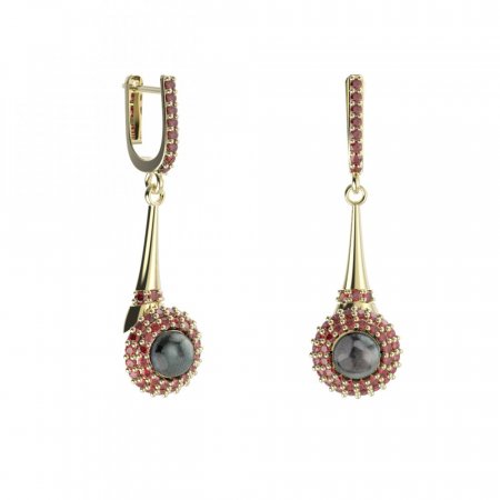 BG earring pearl 540-C91 - Metal: Silver 925 - rhodium, Stone: Garnet and pearl