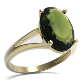 BG prsten oválný kámen 480-V Žluté zlato - 585 Vltavín