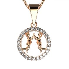 BG zlatý diamantový přívěšek Blíženci 052 Růžové zlato 585 (30-90dní) Diamant lab-grown