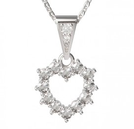 BG zlatý diamantový přívěšek srdíčko 005 Bílé zlato - 585 Diamant lab-grown