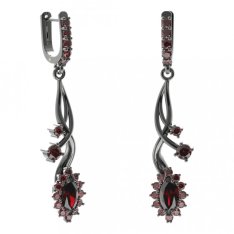 BG náušnice s centrálním oválným kamenem 504-P93 Stříbro 925 - ruthenium (30-90dní) Granát