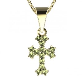 BG zlatý přívěšek křížek 267 Žluté zlato - 585 Zelený kubický zirkon