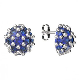 BG zlaté náušnice 992 Bílé zlato - 585 Tmavě modrý kubický zirkon