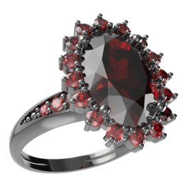 BG prsten oválný kámen 507-J Stříbro 925 - ruthenium (30-90dní) Granát