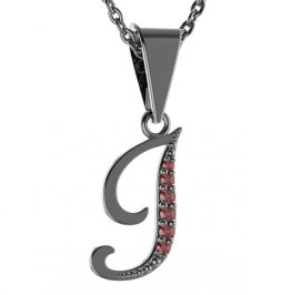 Stříbrný přívěsek s českým granátem, ruthenium – 1219