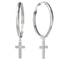 BG zlaté náušnice křížek 1104 Bílé zlato - 585 Bílý kubický zirkon