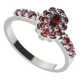BG prsten oválný 455 Stříbro 925 - rhodium Granát
