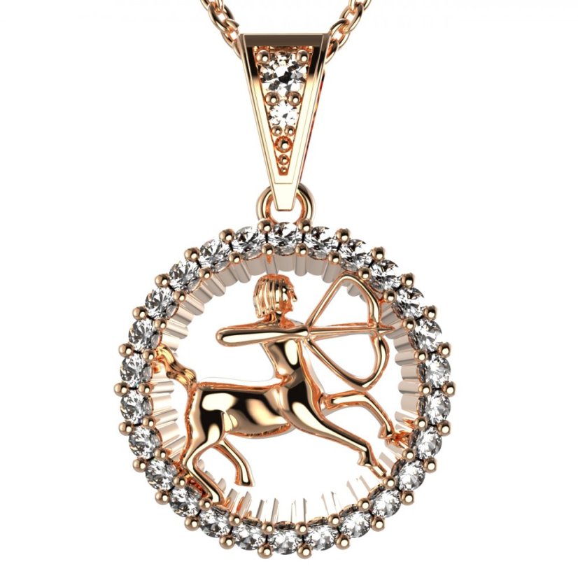 Zlatý přívěsek znamení Střelec s lab-grown diamantem, růžové zlato 585 – 045 (Zd14045L1)