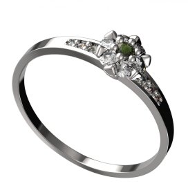 BG vltavínový prsten 879J Bílé zlato - 585 Vltavín a diamant
