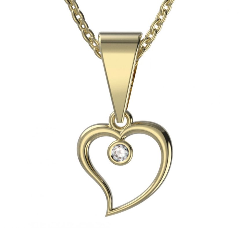 BG zlatý diamantový přívěšek srdíčko 1267 Žluté zlato - 585 Diamant lab-grown