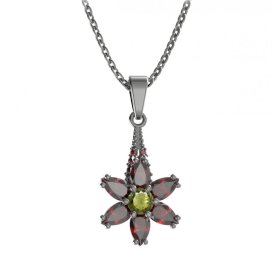 BG přívěs ve tvaru hvězdy 520-G Stříbro 925 - ruthenium (30-90dní) Vltavín a granát