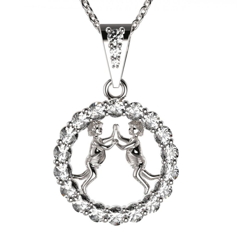 BG zlatý přívěšek Blíženci 044 Bílé zlato - 585 Diamant