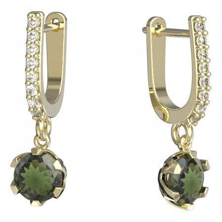 BG moldavit earrings -872 - Switching on: Puzeta, Metal: Yellow gold 585, Stone: Moldavite