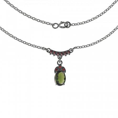 BG náhrdelník 961 - Kov: Stříbro 925 - rhodium, Kámen: Granát