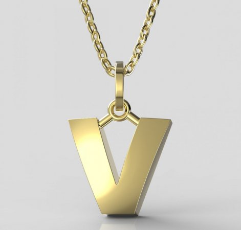 BeKid, Gold kids pendant - letter V - Metal: Yellow gold 585