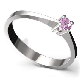 BG zlatý prstýnek 777 Bílé zlato - 585 Růžový kubický zirkon