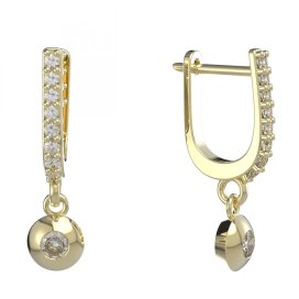 BG zlaté diamantové náušnice 732 Žluté zlato - 585 Diamant lab-grown