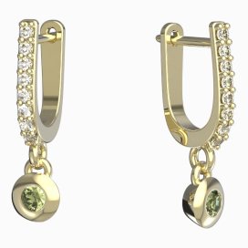 BeKid dětské náušnice 732 Žluté zlato - 585 Zelený kubický zirkon