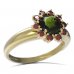 BG prsten s kulatým kamenem 511-I - Kov: Pozlacené stříbro 925, Kámen: Vltavín a granát