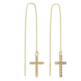 BG zlaté náušnice křížek 1106 Žluté zlato - 585 Diamant