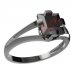BG кольцо квадратный камень 496-V - Mеталл: Cеребро 925- покрытие рoдием, Kамень: Гранат