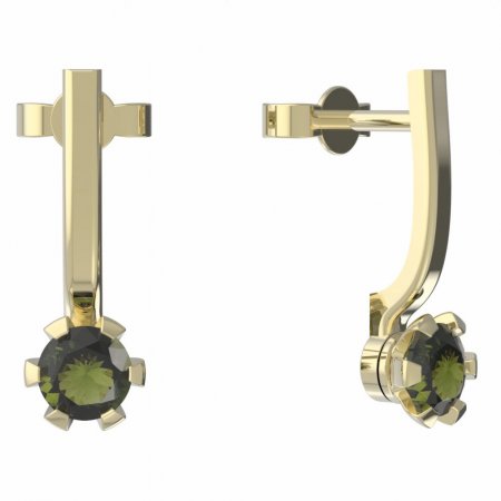 BG moldavit earrings -556 - Switching on: Hanger clip A, Metal: Yellow gold 585, Stone: Moldavite