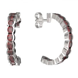 BG náušnice vsazený granát hvězdicový brus  458 Bílé zlato - 585 Granát