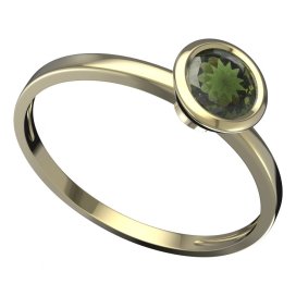 BG vltavínový prsten 557C Žluté zlato - 585 Vltavín