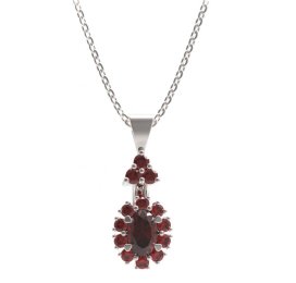 BG přívěs s centrálním oválným kamenem 498-87 Stříbro 925 - rhodium Granát
