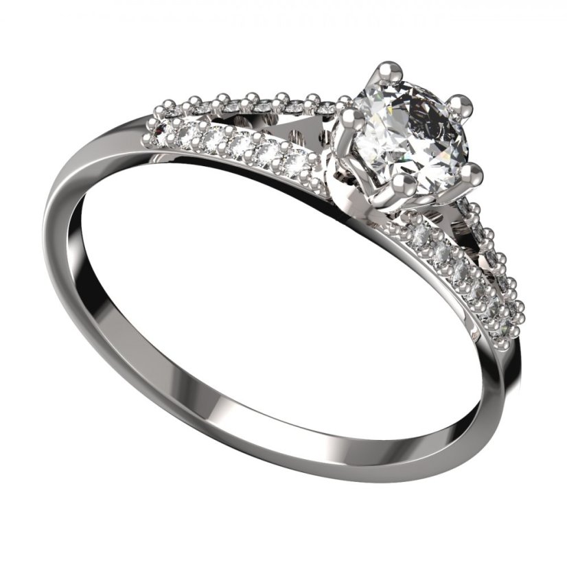 BG zlatý prstýnek 874 M Bílé zlato - 585 Diamant